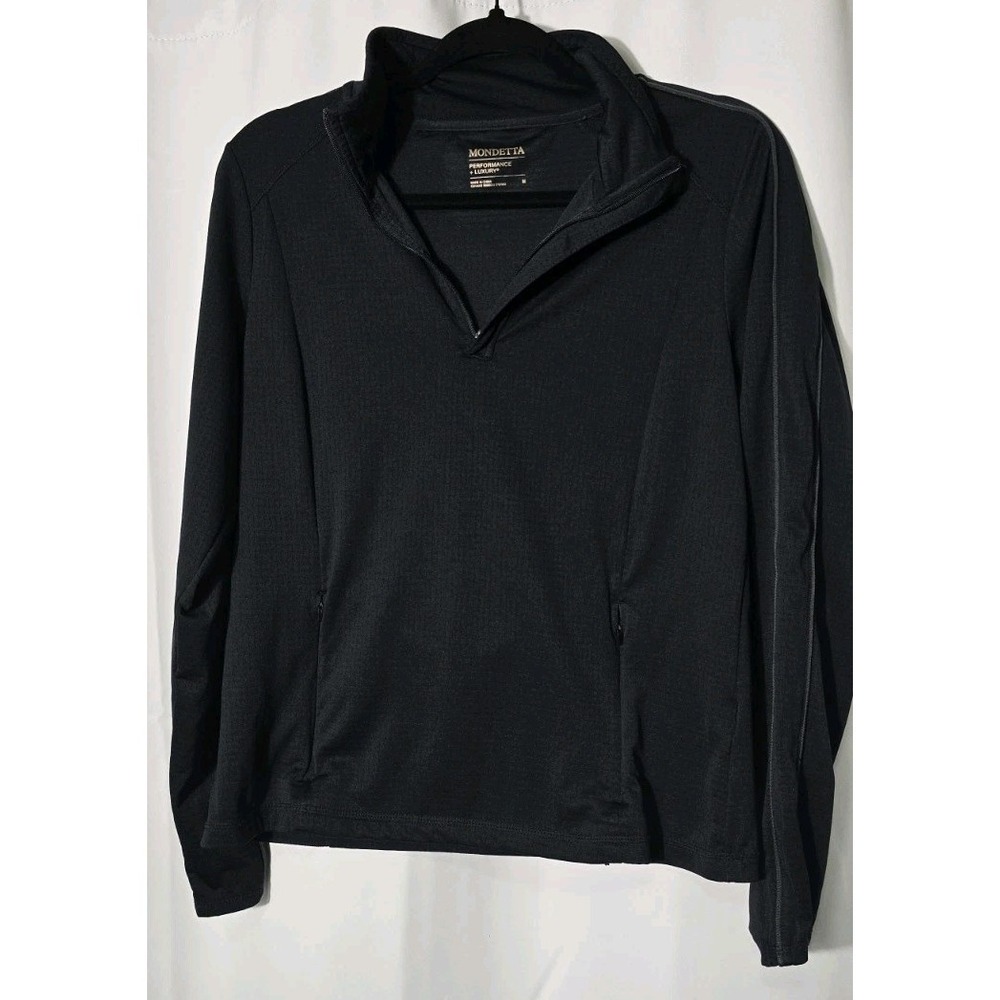 Mondetta Womens Medium  Performance Luxury Active 1/4 Zip Pullover Top‎ Black